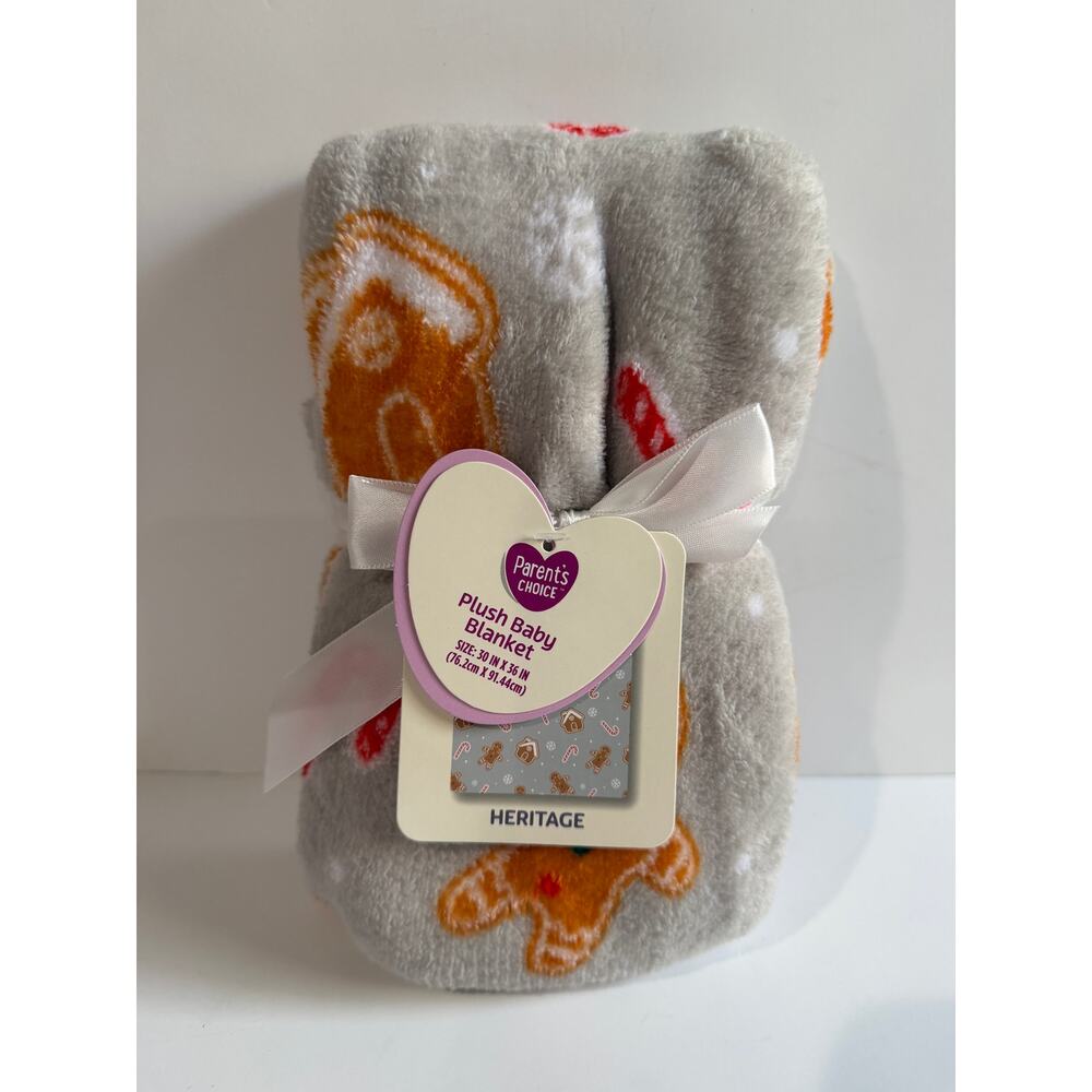 Parents Choice Walmart Gray Gingerbread Man House Blanket Lovey Baby Holiday